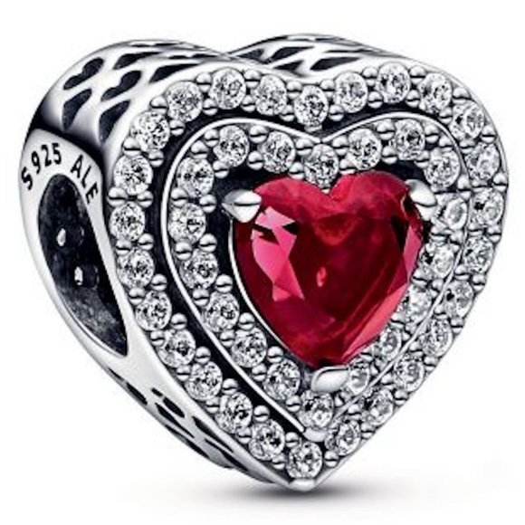 Pandora Sparkling Levelled RED Heart Charm / Pandora Charms / Pandora Bracelets - Picture 1 of 4